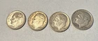 Roosevelt Dimes 1946-1964 90% Silver, Circulated, Lot Of 4