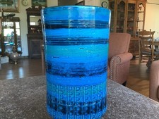 Vintage Blue Ceramic Bitossi Vase 9 1/2  Aldo...