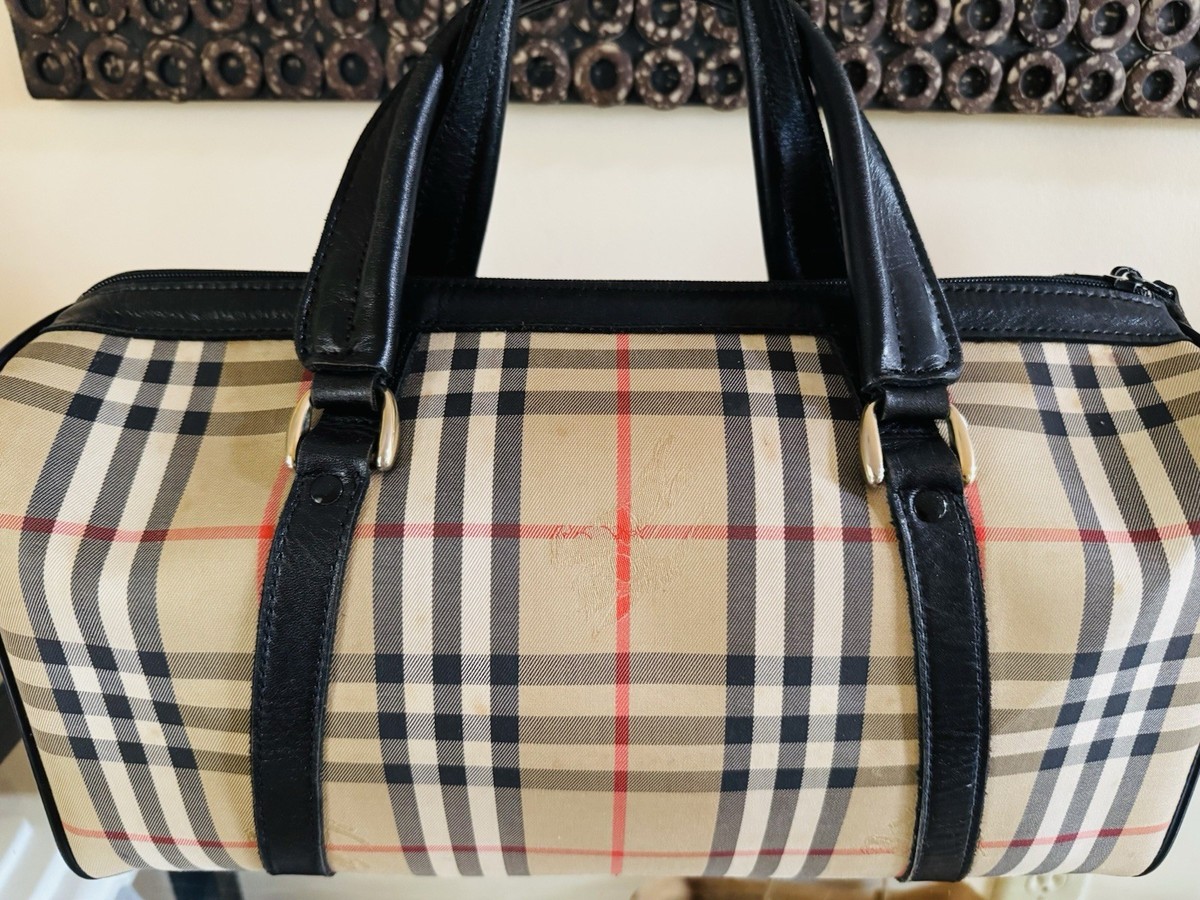 Burberry Nova Check Large Canvas/leather Travel Bag In Great