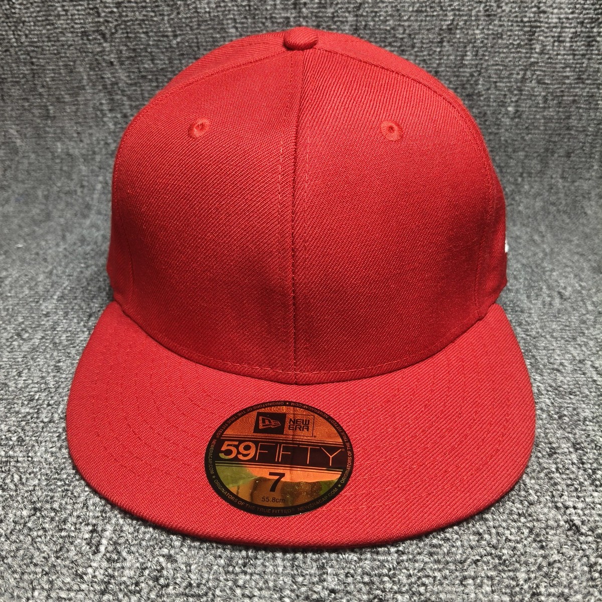 New Era 59FIFTY Blank Fitted Hat Red Size 7 Cap Flat Brim