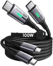 INIU USB C Cable, 6.6ft, 2-Pack 100W USB C to C Fast Charging Cord, Braided
