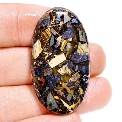 Natural Copper Schalenblende Oval Cabochon 64.75CT 22X40X5mm Loose Gemstone BC96
