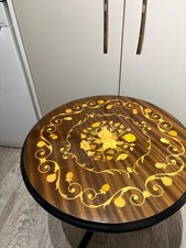 Vintage Italian Marquetry Side Table Inlaid Wood Sorrento MCM 50cm