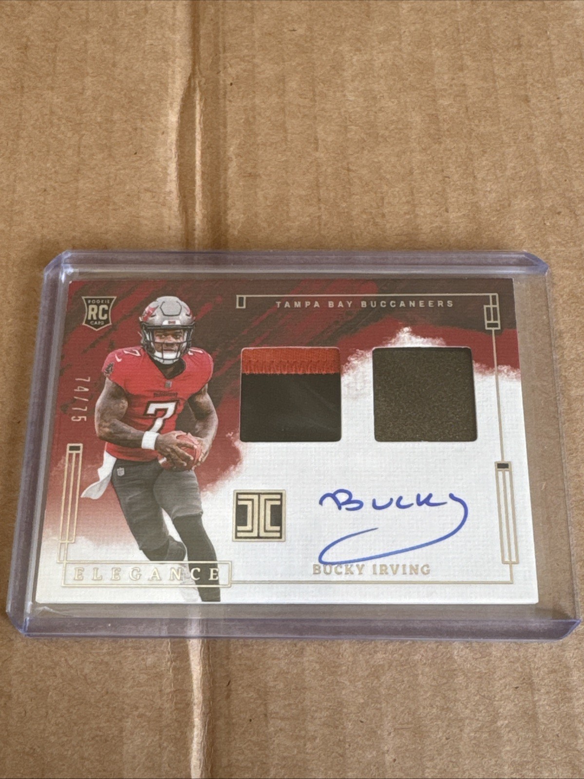 2024 Panini Impeccable Bucky Irving RPA Patch Auto /75 Elegance TWO COLOR