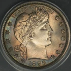 1896 ANACS MS65 BARBER QUARTER LUSTROUS GEM 2-SIDED COLOR TONED