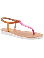 SUN STONE Womens Pink T-Strap Kristi Round Toe Buckle Slingback Sandal 6 M