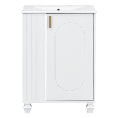 Elegant Bathroom Vanity with 24'' Sink, Solid Wood Build, Multifunctional