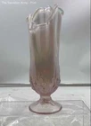 Fenton Pink Clear Floral Iridescent Glass Table Top Flower Vase