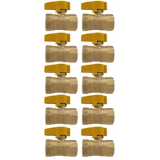 10 Pc 3/4" IPS Brass Gas Ball Valve,CSA Approv. 1/4 Turn - Propane , Natural Gas