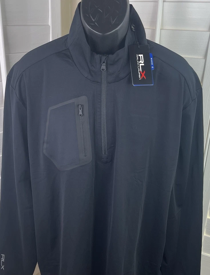 RLX Ralph Lauren 1/4 Zip Wicking Golf Performance Black Pullover, Men’s 2XL, NWT - Image 2 of 4