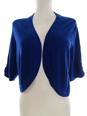 AUGUST SILK Damen Cardigan-Bolero Gr. L Blau Baumwolle Leichter Strick Kurzer