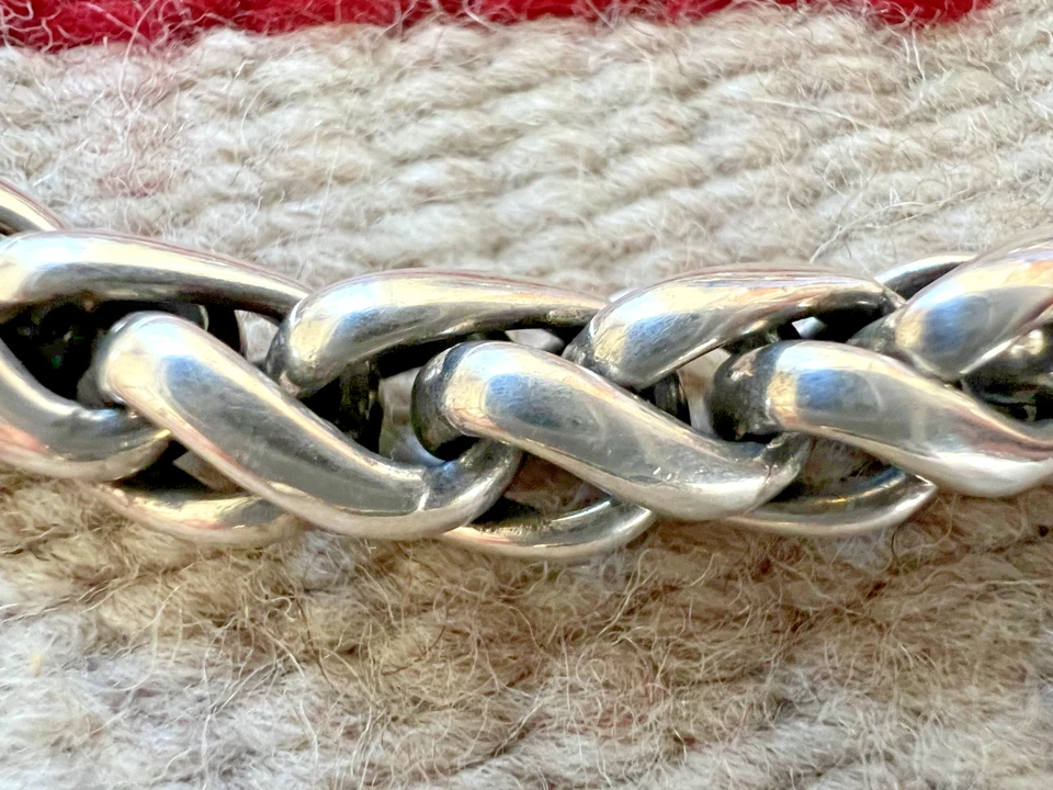 PULSEIRA ELOS DE TRIGO David Yurman prata esterlina e ouro 18k 8,5” 51g 8mm masculina - Imagem 4 de 4