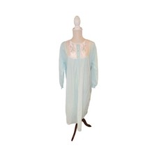 Vintage 80s Kelly Reed Mint Green Nightgown Floral Lace Yoke NWT Size Large