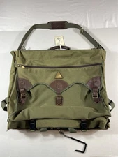VTG Boyt Ducks Unlimited Green Canvas Leather Hunting Gear Garment Bag LG RARE