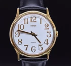 Vintage Timex 1988 Easy Reader Gold Tone Watch White Dial Arabic Quartz 1980s