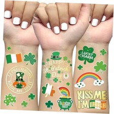 St Patricks Day Temporary Tattoos 54 Glitter Shamrock Decor Supplies Kiss Me