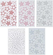 5 Sheets Star Rhinestone Stickers Acrylic Crystal Face Gems Self B0F23CT3WM