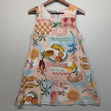 Paper Heart Anthropologie Fruit Print Linen Blend A Line Shift Mini Dress M Boho