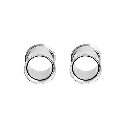 Paire de boucles d'oreilles en acier chirurgical PVD argent double évasement boucles d'oreilles jauges bouchons - Photo 45/108