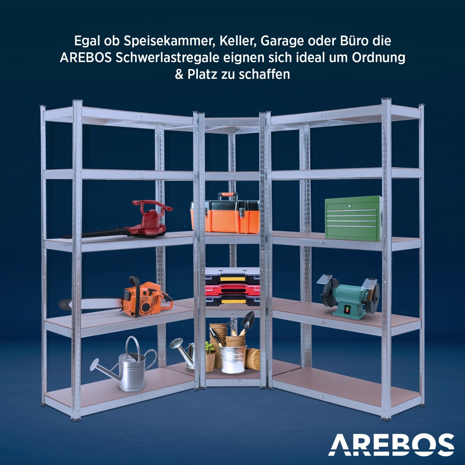 AREBOS 3er Set Schwerlastregal Eckregal Lagerregal Steckregal Kellerregal Regal