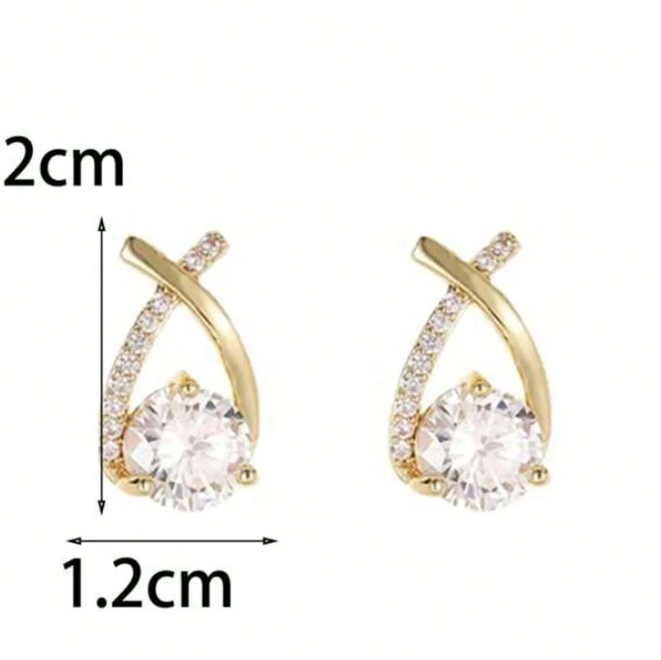 Pendientes de aro enchapados en oro de 18k para mujer colgantes de cristal elegantes joyas de moda Foto 3 de 3