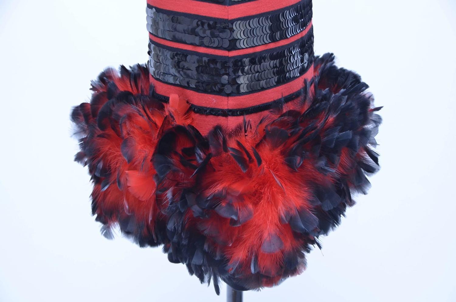 Michaele Vollbracht Vintage  1980's Feather's And Sequence Dress New 6 US image 9