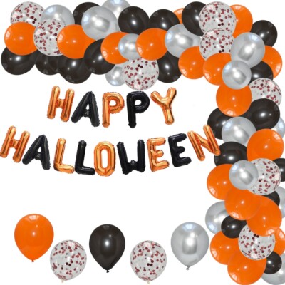 Halloween Konfetti Latex Ballon Bogen Set Girlande Party Halloween Motiv Deko 