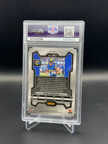 Puka Nacua Rams - 2023 Panini Prizm #357 Orange Disco Prizm ROOKIE PSA 10 - Picture 2 of 2