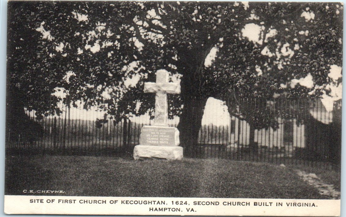 Postcard Site of First Church of Kecoughtan Second Church Built in
