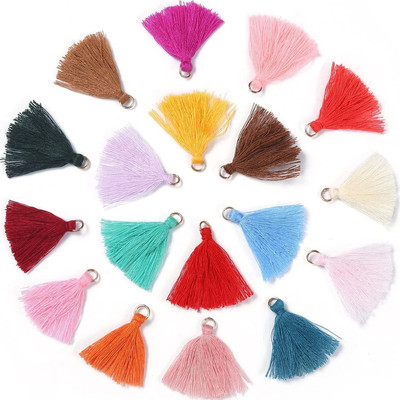 50 Stück Mini Quasten Anhänger,3cm Baumwolle Fransen Tassel Troddel Armband Schl
