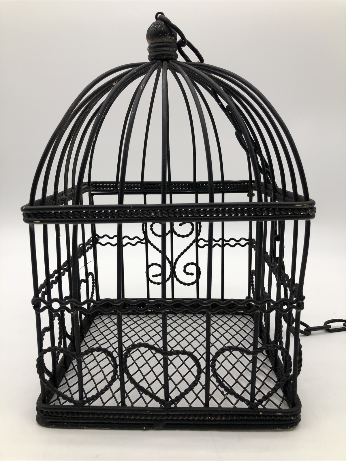 Black Decorative Bird Basket Cage Cottage Core Shabby Chic Rustic 7.5