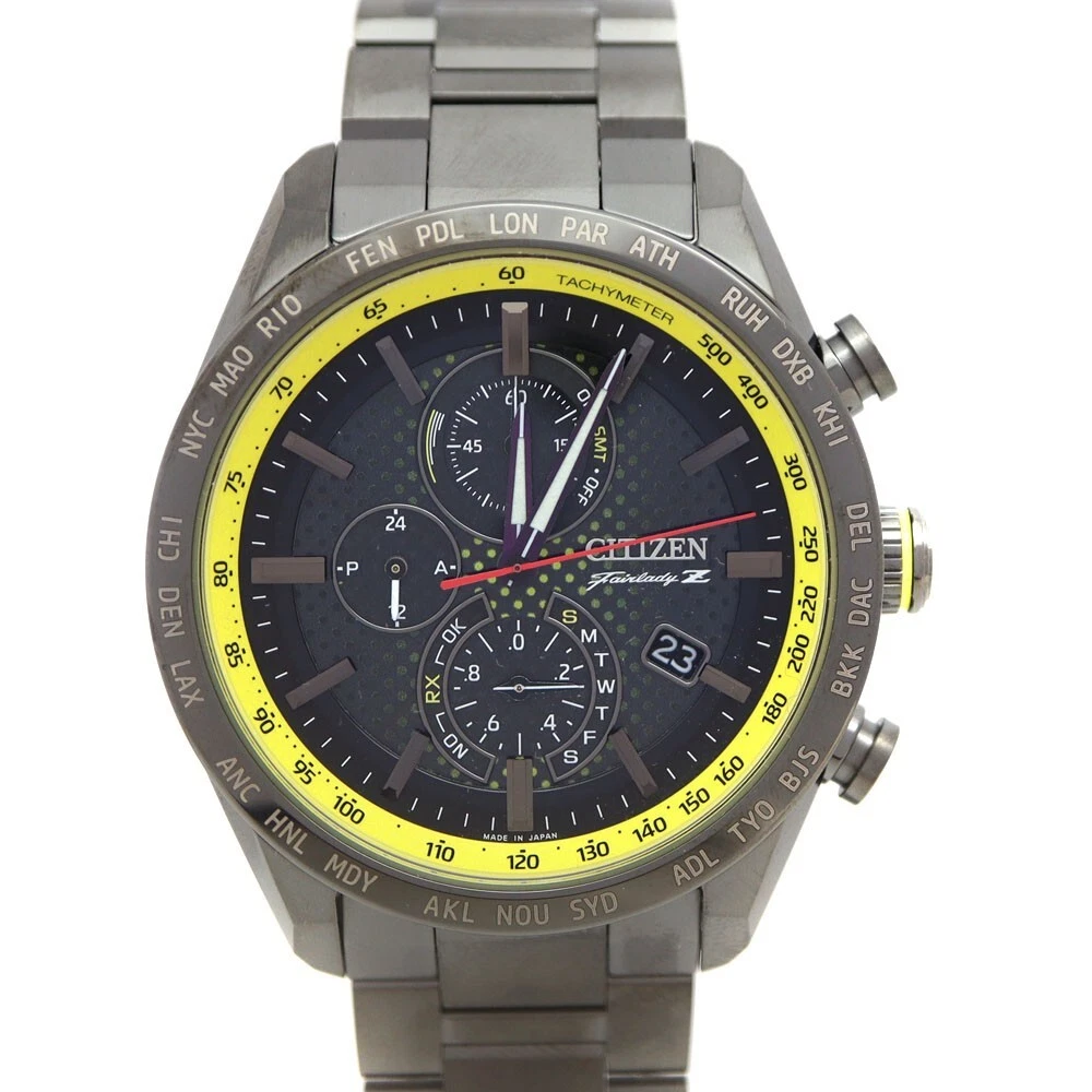 Citizen H804 T027679 Attesa Fairlady Z Eco Drive Super Titanium Black Dial Watch