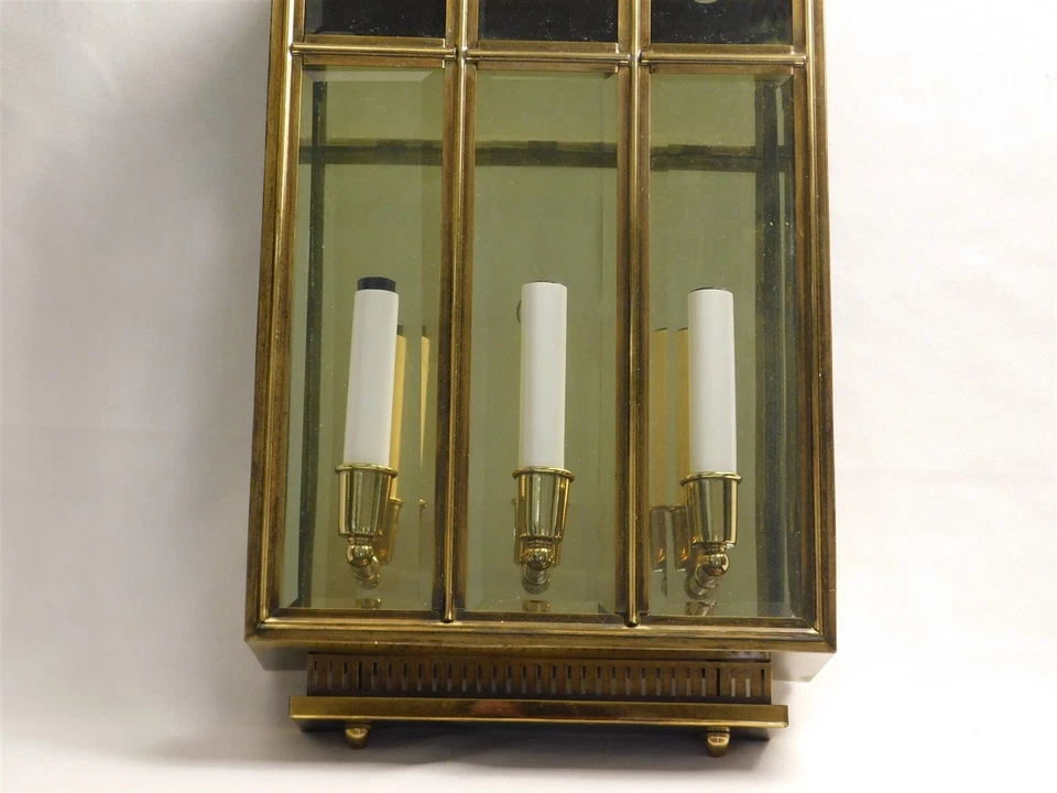 Juego de 2 apliques de pared clásicos de latón y espejo candelabro de 17" de alto MCM Foto 4 de 4