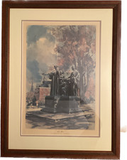 Francis Chase Print “Alma Mater” Statue, University of Illinois Framed & Matted