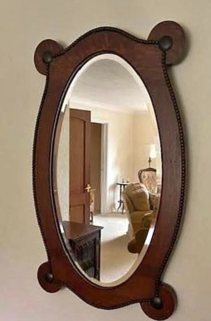 Oval wood mirror deals