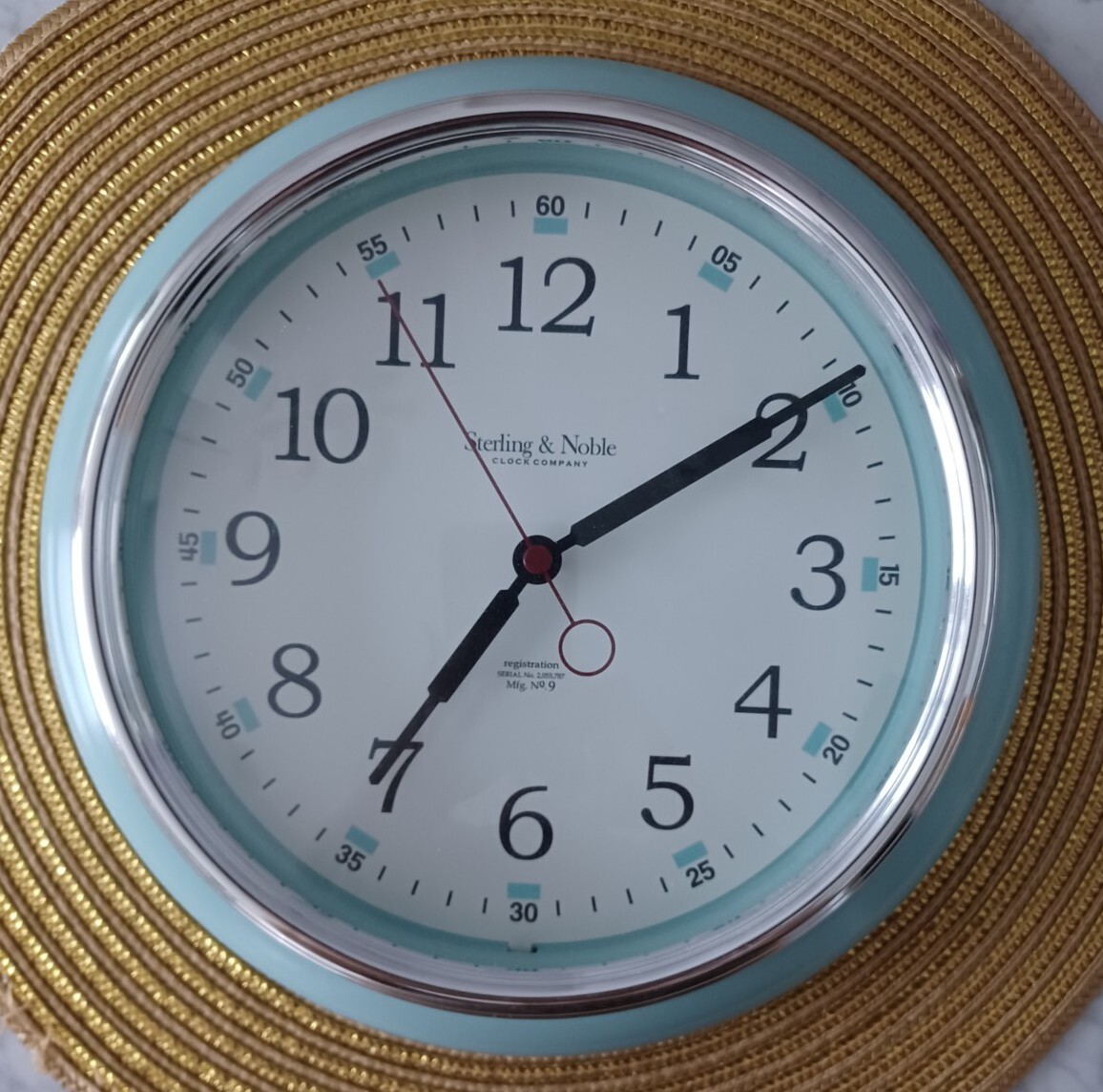 Sterling & Noble Quartz 10” Aqua Wall Clock No.9. Serial Number