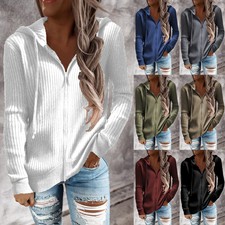 Damen Sweater Sweatshirt Sweatjacke Strickjacke Kapuzenpullover Hoodie Übergangs