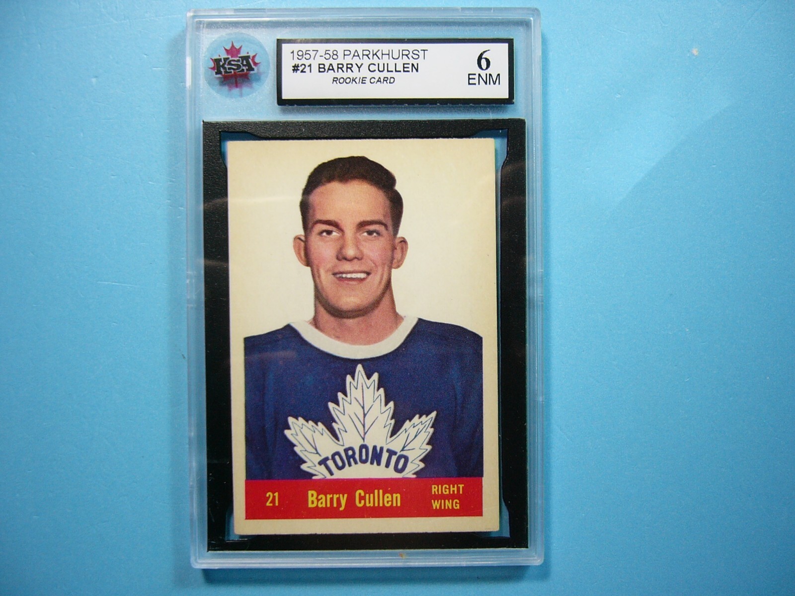 Barry Cullen #21 Hockey Cards 1957 Parkhurst trading card — raw and PSA graded price guide