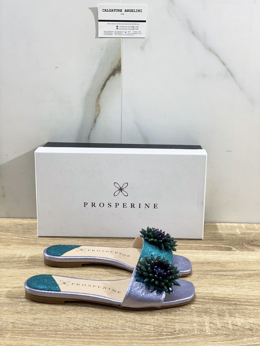 Prosperine Sandalo donna 8062 Pelle Acciaio Smeraldo Nero Flat