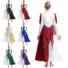 Womens Dancewear Worship Dress Lyrical Praisewear Dance Costume Sides Split