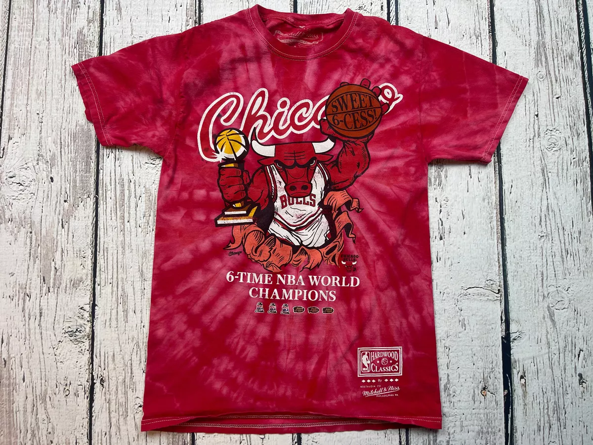Chicago Bulls Shirt Adult Small Red Tie Dye Mitchell Ness