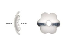 Bead Cap, 300 Silver Plated Steel 6x2mm Smooth Flower to Fit 6-8mm Beads