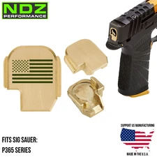 NDZ Brass Slide Cover Back Plate for Sig P365, XL, Fuse, X Macro, AXG ODG Images