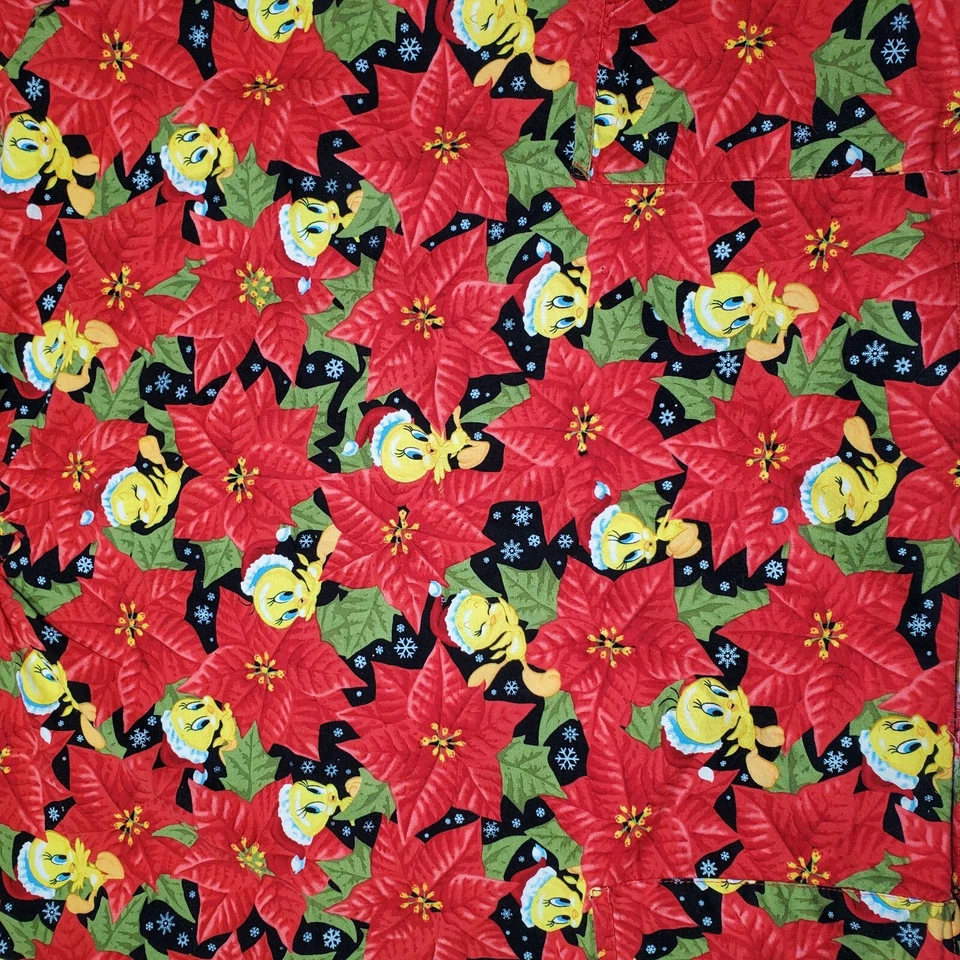 Looney Tunes Tweety Bird Christmas Holiday Scrub Top Sz 3xl Warner Bros Nurse  - Image 2 of 4