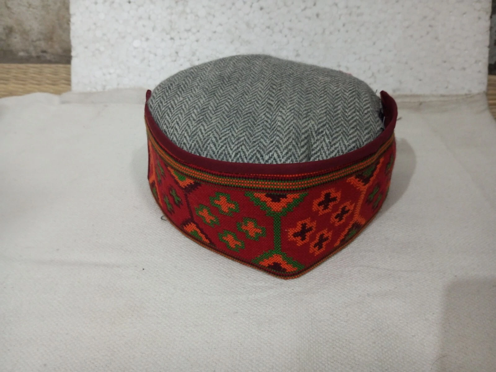 Himachal Cap 3" Multi color Border Design Handcrafted Traditional Pahari Topi