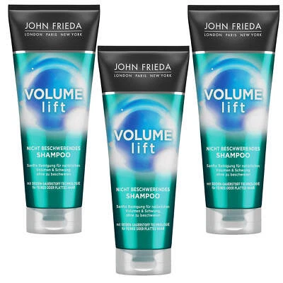 3x 250ml John Frieda Volume Lift nicht beschwerendes Shampoo sanfte Reinigung