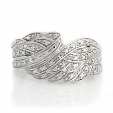 1/7ct Angel Wing Ring Natural Diamond 14K Whi...