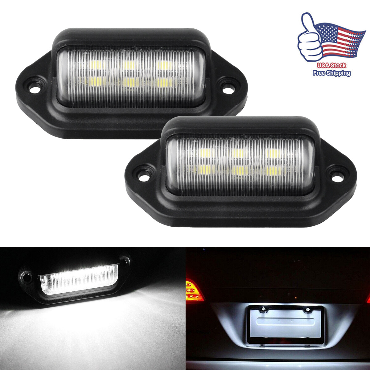 Upgrade with 2Pcs LED License Plate Light Assembly for Truck Trailer RV Replacement