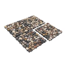PURE ERA Pebble Interlocking Floor Deck Tiles Indoor Outdoor Use 12"x12" 4pc set
