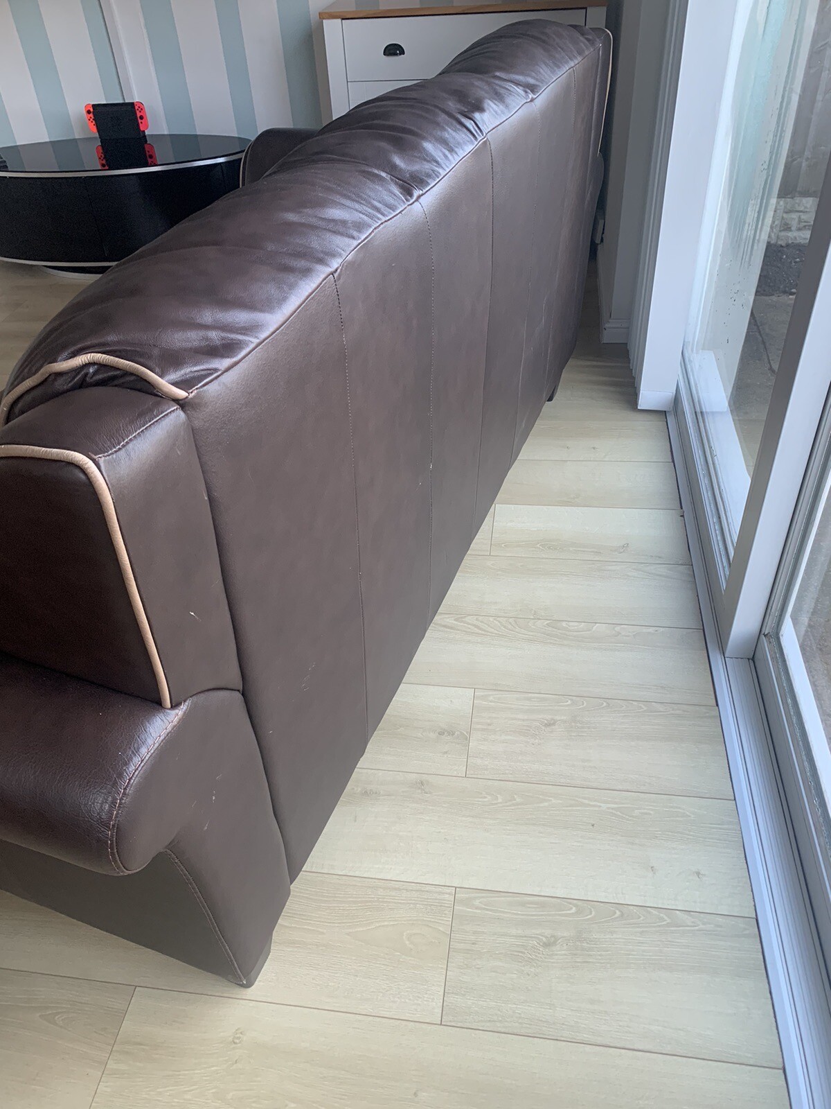 DFS brown leather sofa set 3 Seater + 2 Armchairs eBay